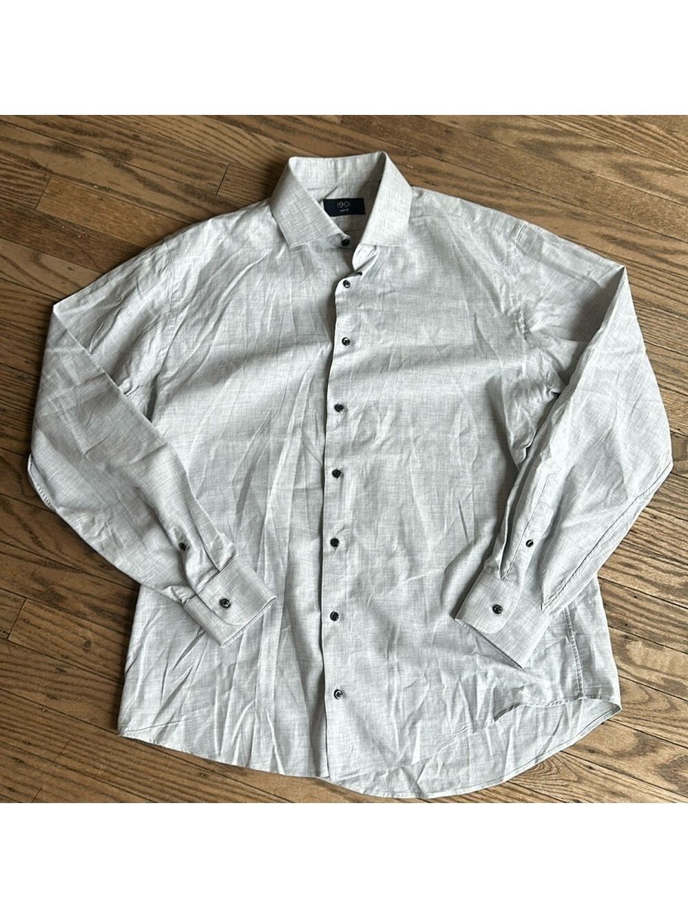1901 Men's Size 16.5 34/35 Trim Fit Button Front Dress Shirt Gray EUC
